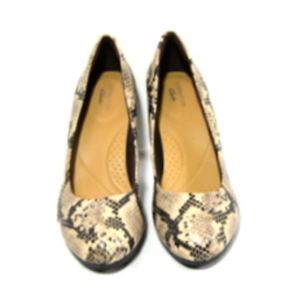 Clarks Indigo Brown Snakeskin Print Ultimate Comfort Collection Heels – Size: 8 - Picture 3 of 10